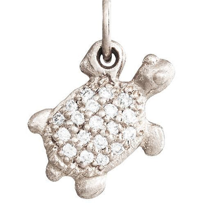 Turtle Mini Charm Pave Diamonds Jewelry Helen Ficalora 14k White Gold