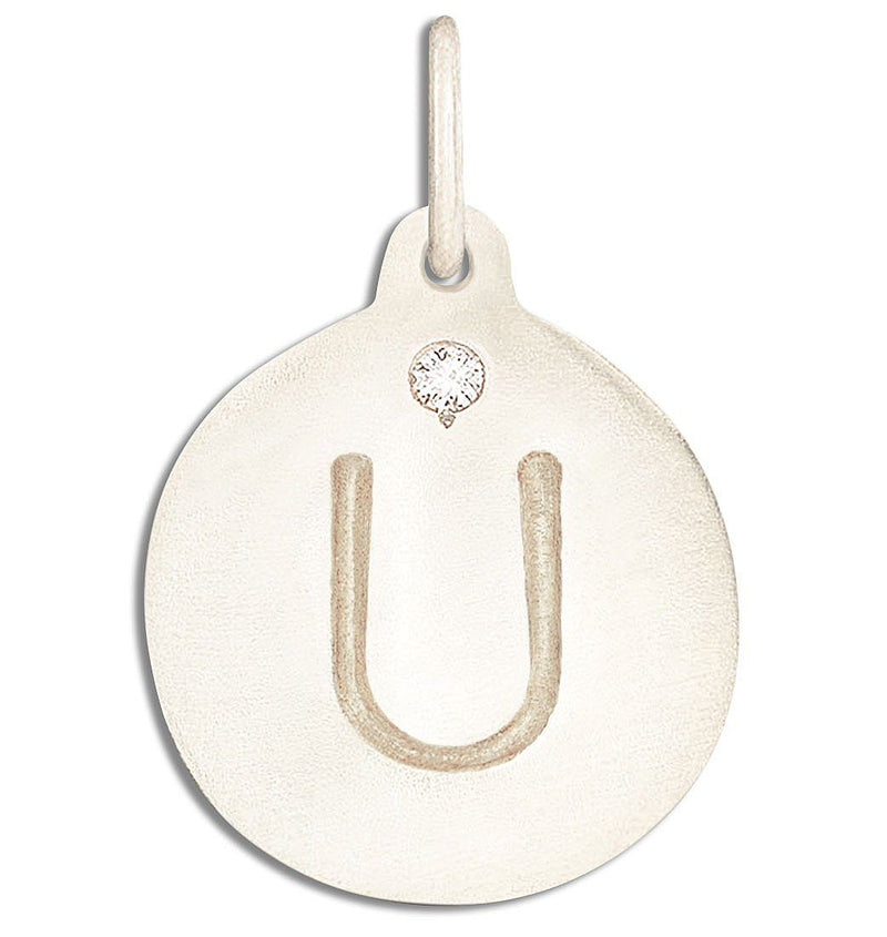 "U" Alphabet Charm With Diamond Jewelry Helen Ficalora 14k White Gold For Necklaces And Bracelets