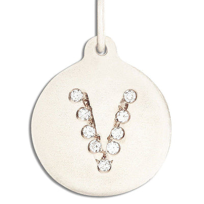 "V" Alphabet Charm Pavé Diamonds Jewelry Helen Ficalora 14k White Gold For Necklaces And Bracelets