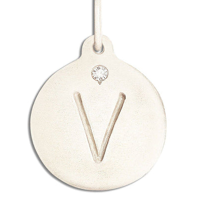 "V" Alphabet Charm With Diamond Jewelry Helen Ficalora 14k White Gold For Necklaces And Bracelets