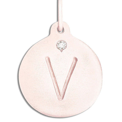 "V" Alphabet Charm With Diamond Jewelry Helen Ficalora 14k Pink Gold For Necklaces And Bracelets