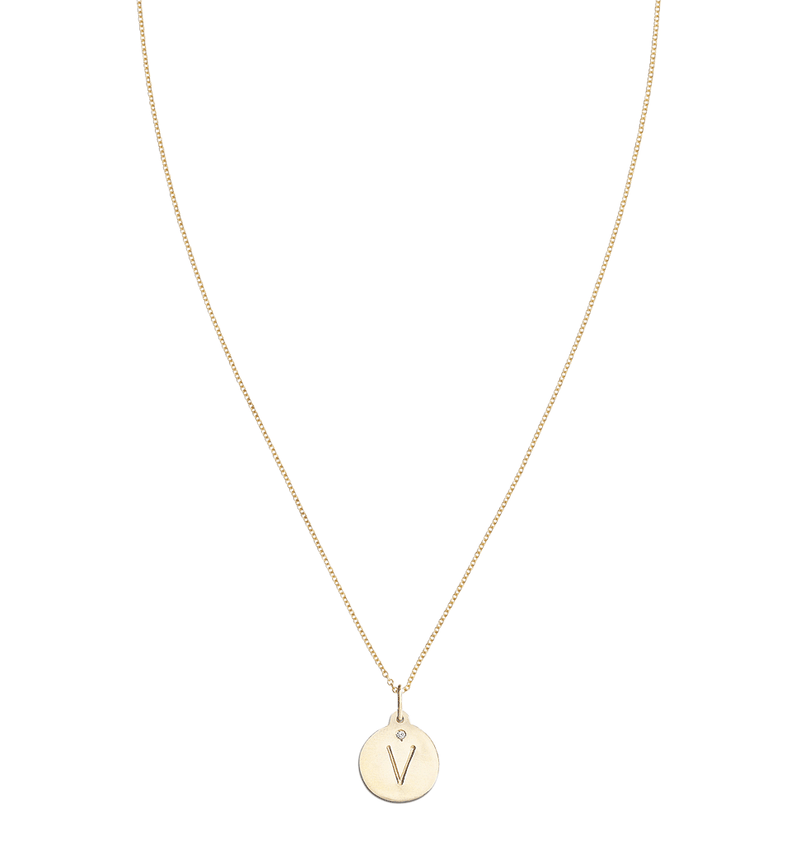 "V" Alphabet Charm With Diamond -  - Jewelry - Helen Ficalora - 5