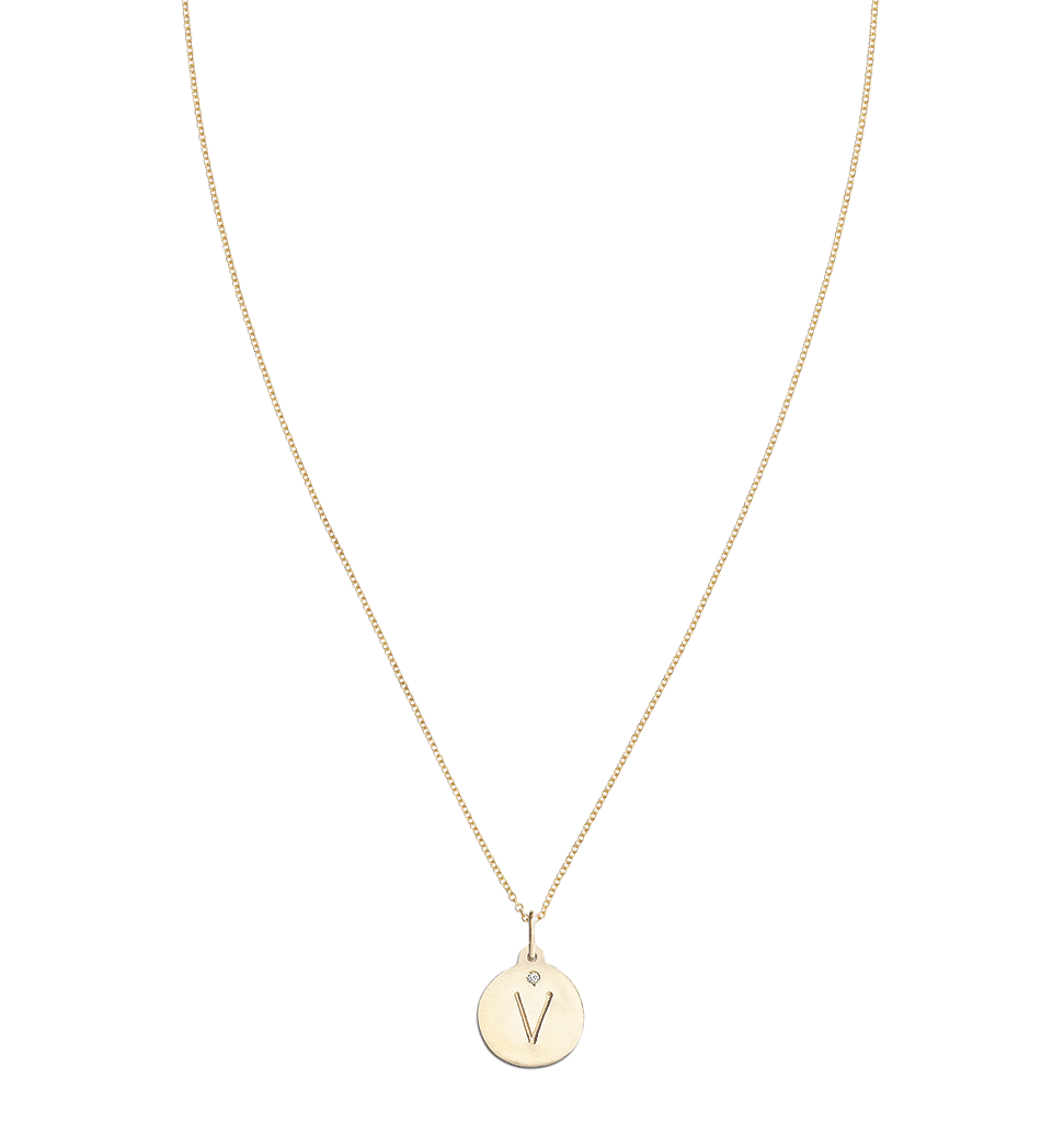 "V" Alphabet Charm With Diamond -  - Jewelry - Helen Ficalora - 5