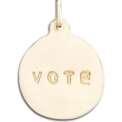 "Vote" Disk Charm Jewelry Helen Ficalora 14k Yellow Gold