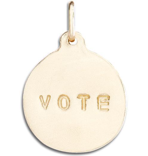 "Vote" Disk Charm Jewelry Helen Ficalora 14k Yellow Gold