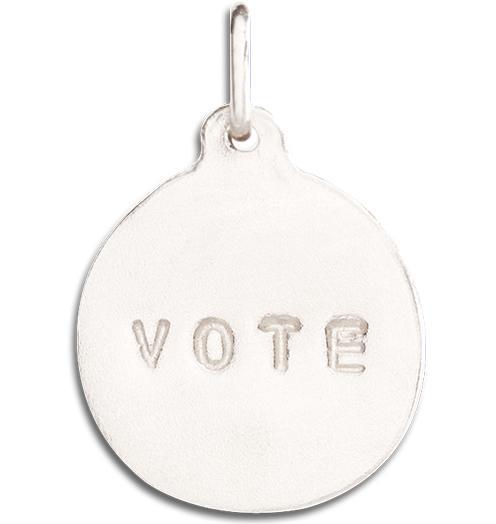 "Vote" Disk Charm Jewelry Helen Ficalora 14k White Gold