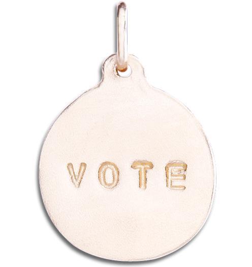 "Vote" Disk Charm Jewelry Helen Ficalora 14k Pink Gold