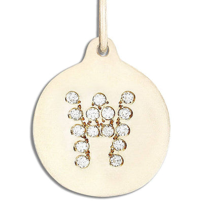 "W" Alphabet Charm Pavé Diamonds Jewelry Helen Ficalora 14k Yellow Gold For Necklaces And Bracelets