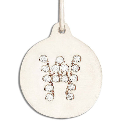 "W" Alphabet Charm Pavé Diamonds Jewelry Helen Ficalora 14k White Gold For Necklaces And Bracelets