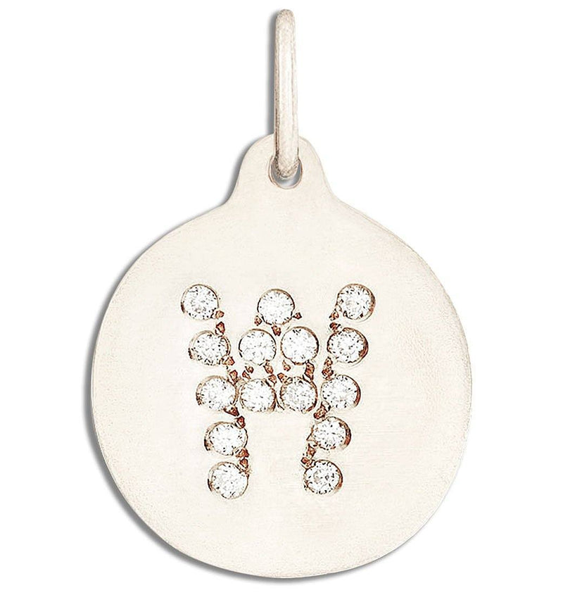 "W" Alphabet Charm Pavé Diamonds Jewelry Helen Ficalora 14k White Gold For Necklaces And Bracelets