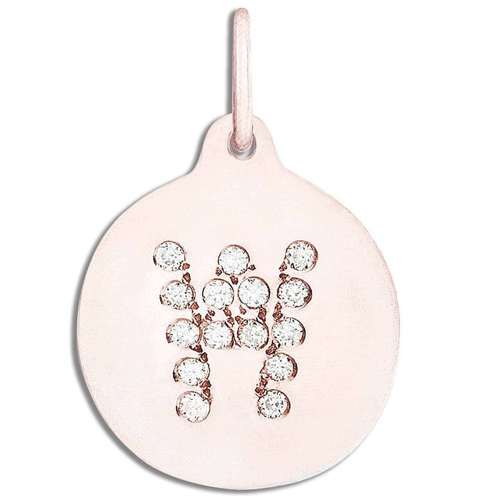 "W" Alphabet Charm Pavé Diamonds Jewelry Helen Ficalora 14k Pink Gold For Necklaces And Bracelets