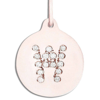 "W" Alphabet Charm Pavé Diamonds Jewelry Helen Ficalora 14k Pink Gold For Necklaces And Bracelets