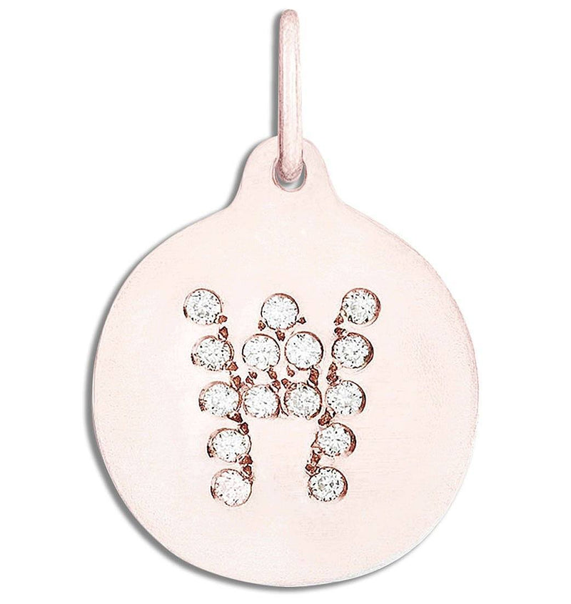 "W" Alphabet Charm Pavé Diamonds Jewelry Helen Ficalora 14k Pink Gold For Necklaces And Bracelets
