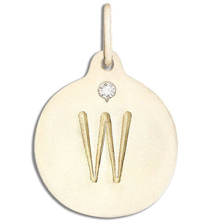 "W" Alphabet Charm With Diamond Jewelry Helen Ficalora 14k Yellow Gold For Necklaces And Bracelets