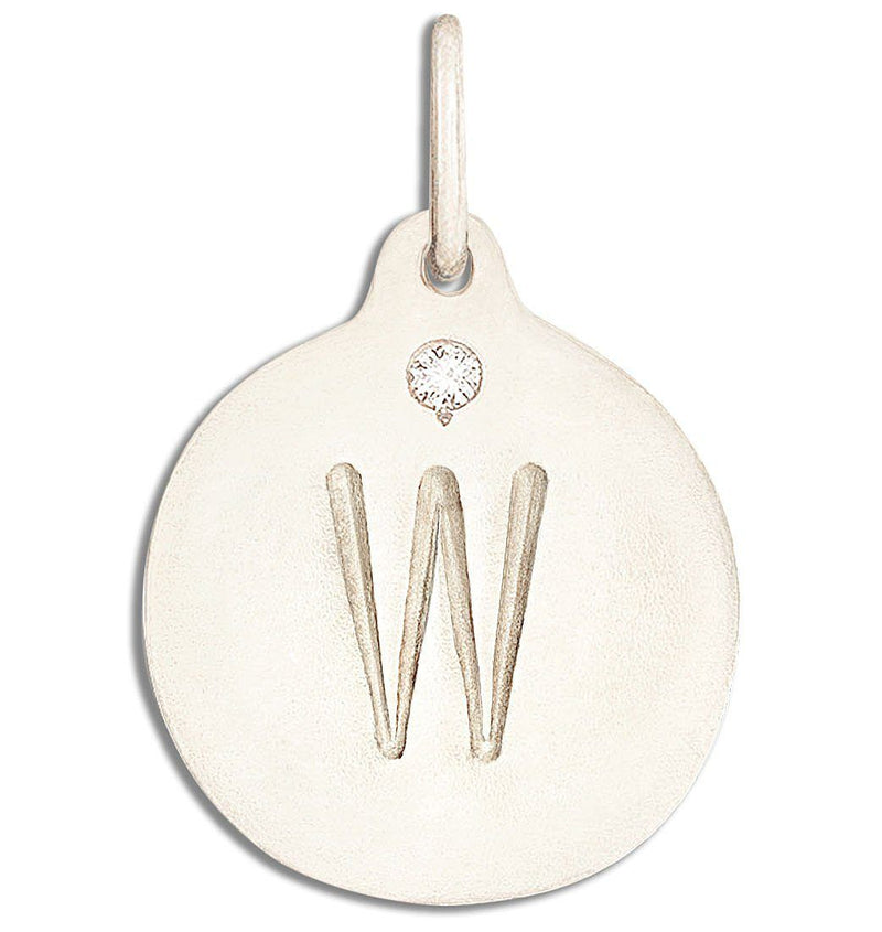 "W" Alphabet Charm With Diamond Jewelry Helen Ficalora 14k White Gold For Necklaces And Bracelets