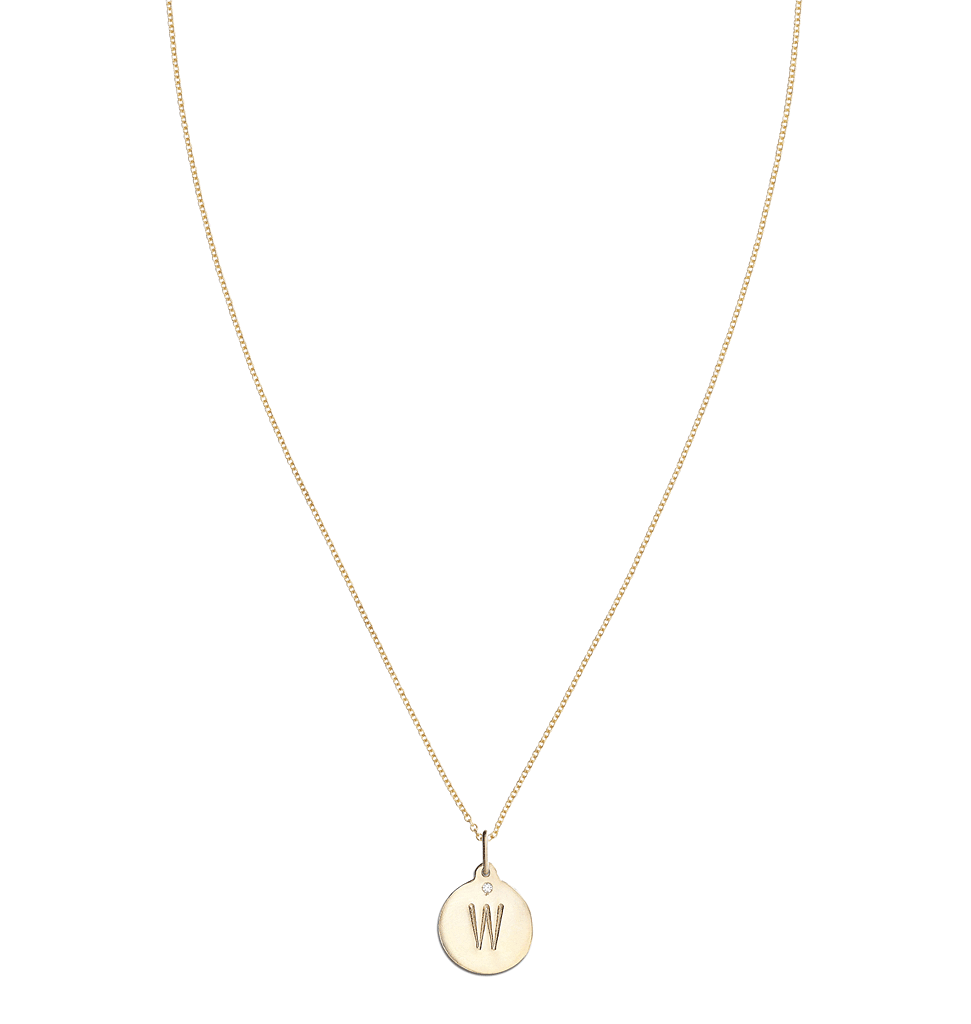 "W" Alphabet Charm With Diamond -  - Jewelry - Helen Ficalora - 5