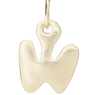 "W" Bubble Letter Charm Jewelry Helen Ficalora 14k Yellow Gold