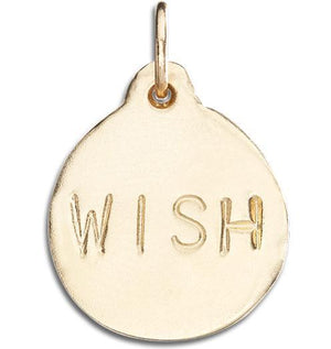 "Wish" Disk Charm Jewelry Helen Ficalora 14k Yellow Gold