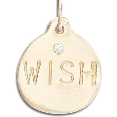 "Wish" Disk Charm With Diamond Jewelry Helen Ficalora 14k Yellow Gold For Necklaces And Bracelets