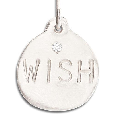 "Wish" Disk Charm With Diamond Jewelry Helen Ficalora 14k White Gold For Necklaces And Bracelets