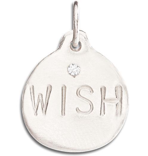 "Wish" Disk Charm With Diamond Jewelry Helen Ficalora 14k White Gold For Necklaces And Bracelets