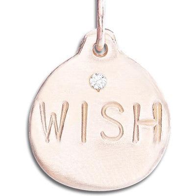 "Wish" Disk Charm With Diamond Jewelry Helen Ficalora 14k Pink Gold For Necklaces And Bracelets