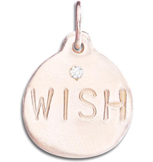 "Wish" Disk Charm With Diamond Jewelry Helen Ficalora 14k Pink Gold For Necklaces And Bracelets