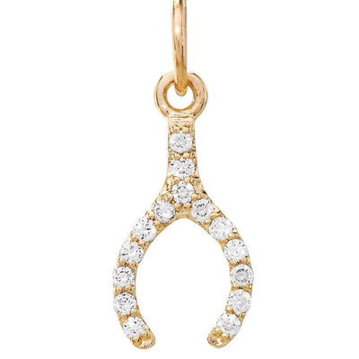 Wishbone Mini Charm Pave Diamonds Jewelry Helen Ficalora 14k Yellow Gold For Necklaces And Bracelets
