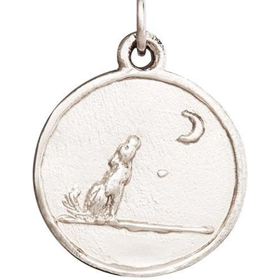 14K White Gold Howling Wolf Charm - Helen Ficalora