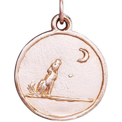 14K Pink Gold Howling Wolf Charm - Helen Ficalora