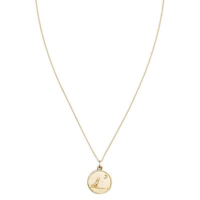 14K Yellow Gold Howling Wolf Charm - Helen Ficalora