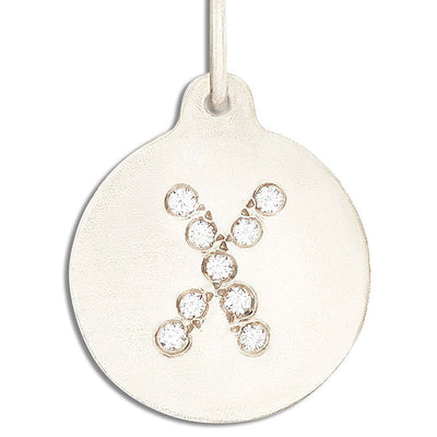 "X" Alphabet Charm Pavé Diamonds Jewelry Helen Ficalora 14k White Gold For Necklaces And Bracelets