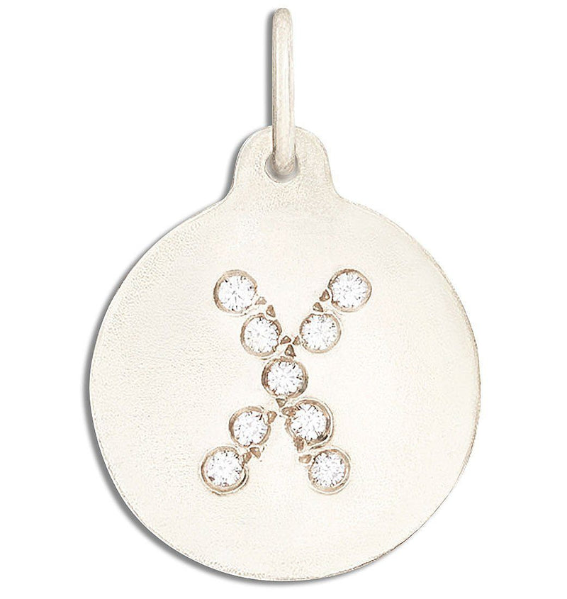 "X" Alphabet Charm Pavé Diamonds Jewelry Helen Ficalora 14k White Gold For Necklaces And Bracelets