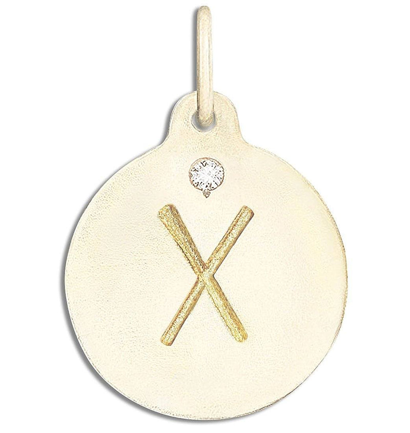 "X" Alphabet Charm With Diamond Jewelry Helen Ficalora 14k Yellow Gold For Necklaces And Bracelets