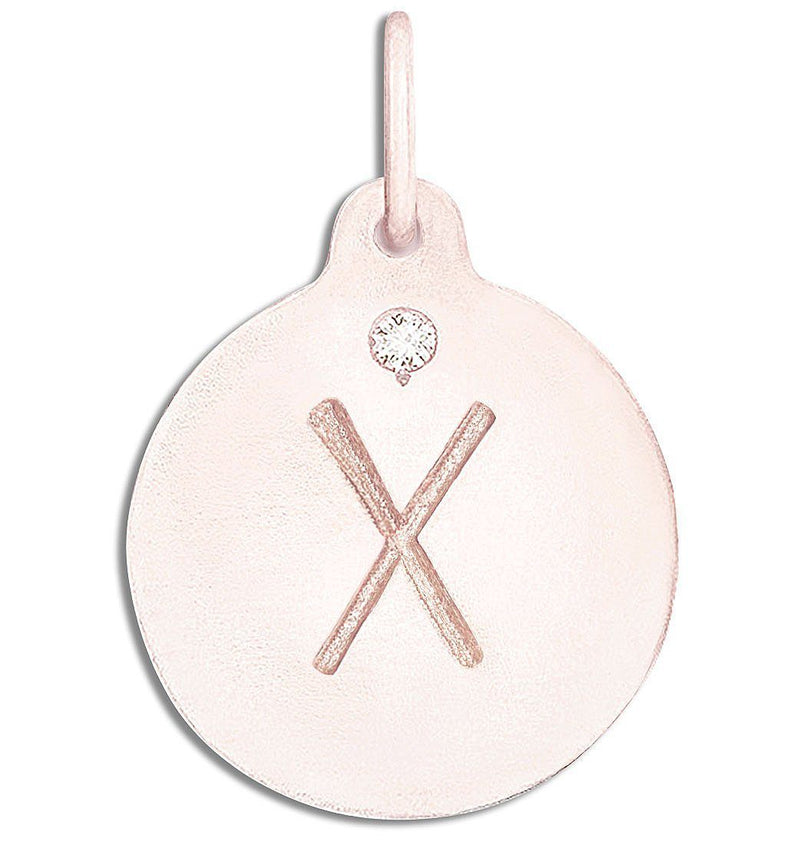 "X" Alphabet Charm With Diamond Jewelry Helen Ficalora 14k Pink Gold For Necklaces And Bracelets