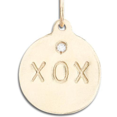 "XOX" 14k Gold Disk Charm - Helen Ficalora