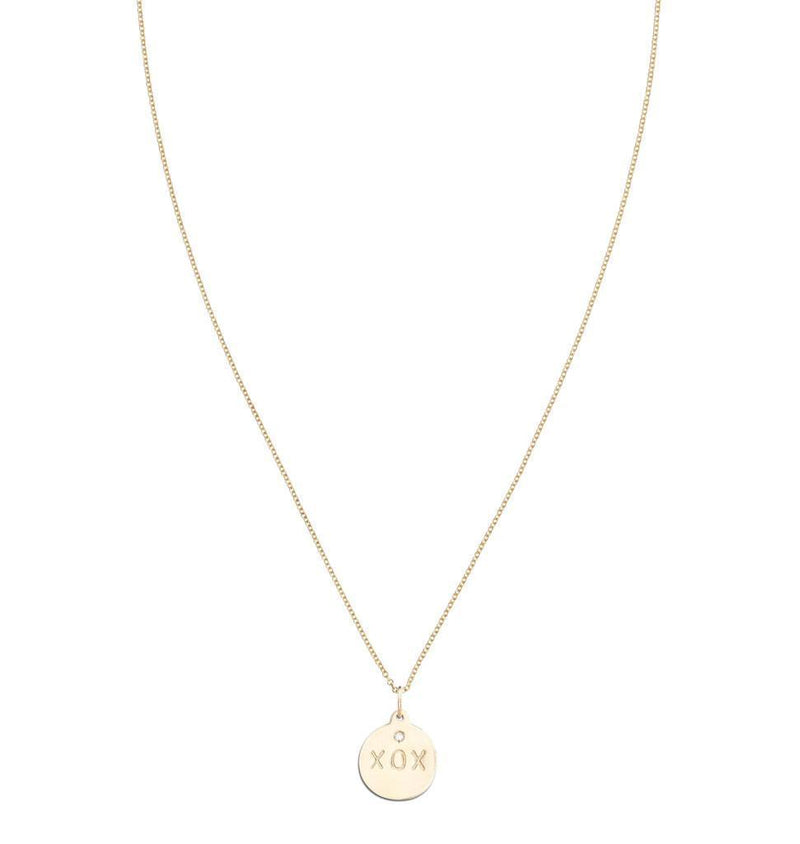 "XOX" 14k Gold Disk Charm - Helen Ficalora