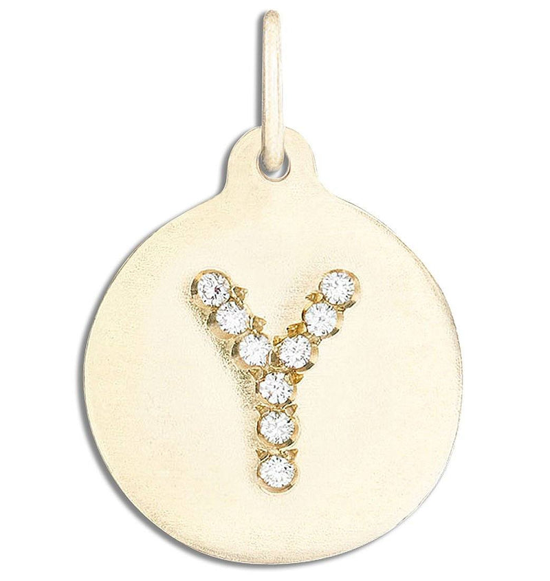 "Y" Alphabet Charm Pavé Diamonds Jewelry Helen Ficalora 14k Yellow Gold For Necklaces And Bracelets