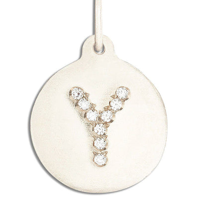 "Y" Alphabet Charm Pavé Diamonds Jewelry Helen Ficalora 14k White Gold For Necklaces And Bracelets