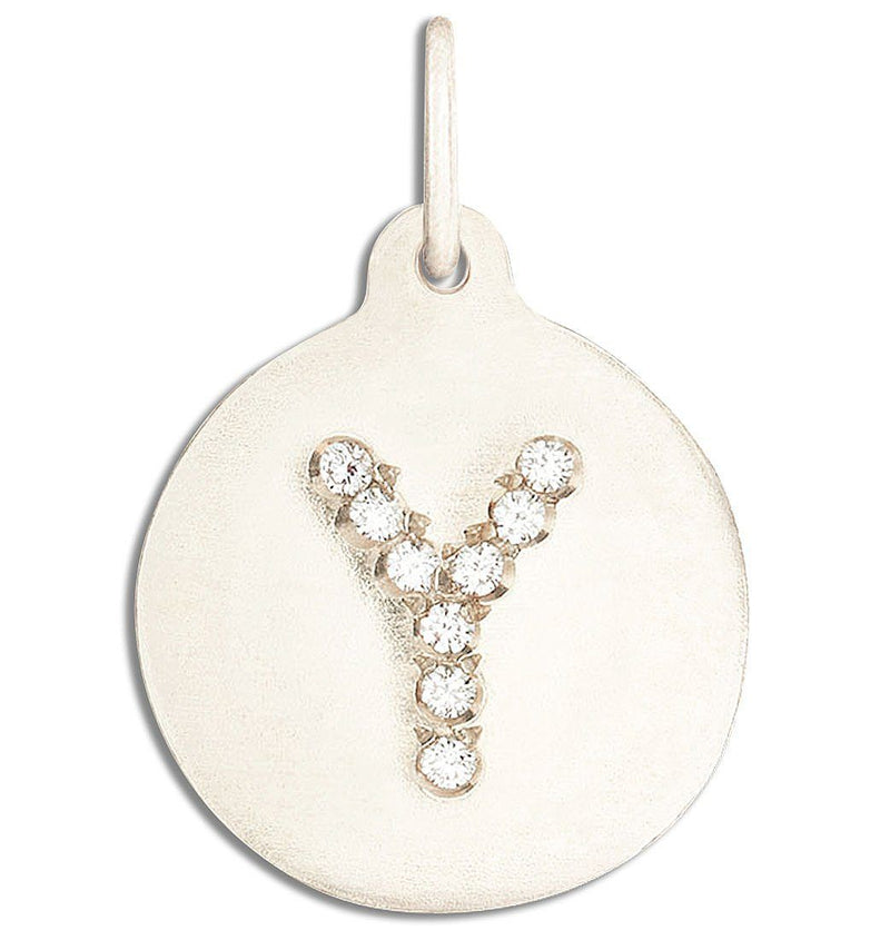"Y" Alphabet Charm Pavé Diamonds Jewelry Helen Ficalora 14k White Gold For Necklaces And Bracelets