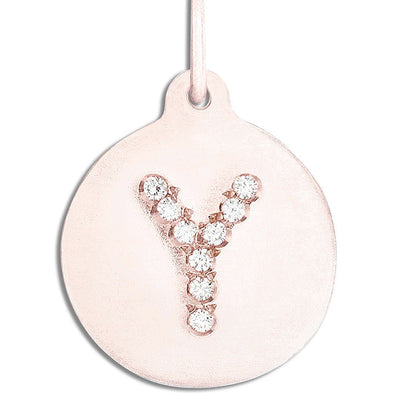 "Y" Alphabet Charm Pavé Diamonds Jewelry Helen Ficalora 14k Pink Gold For Necklaces And Bracelets