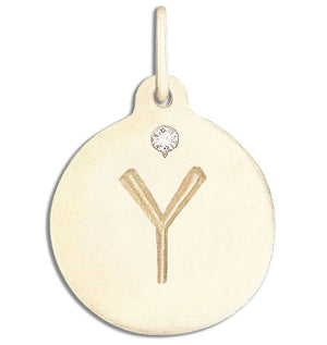 "Y" Alphabet Charm With Diamond Jewelry Helen Ficalora 14k Yellow Gold For Necklaces And Bracelets