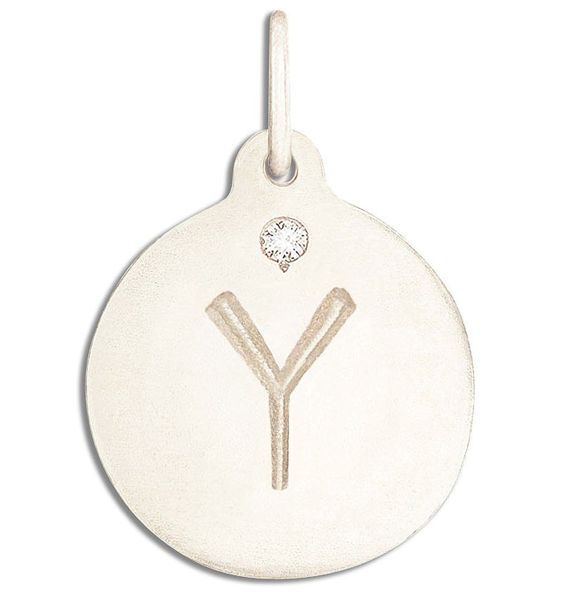 "Y" Alphabet Charm With Diamond Jewelry Helen Ficalora 14k White Gold For Necklaces And Bracelets