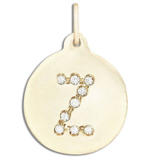 "Z" Alphabet Charm Pavé Diamonds Jewelry Helen Ficalora 14k Yellow Gold For Necklaces And Bracelets