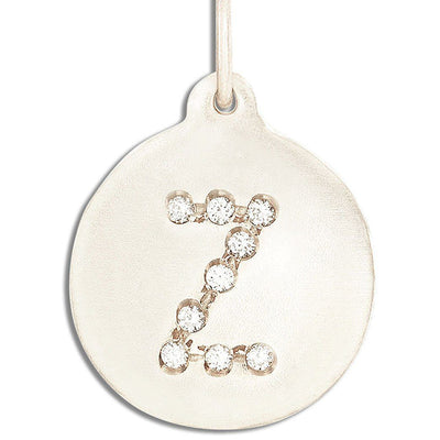 "Z" Alphabet Charm Pavé Diamonds Jewelry Helen Ficalora 14k White Gold For Necklaces And Bracelets