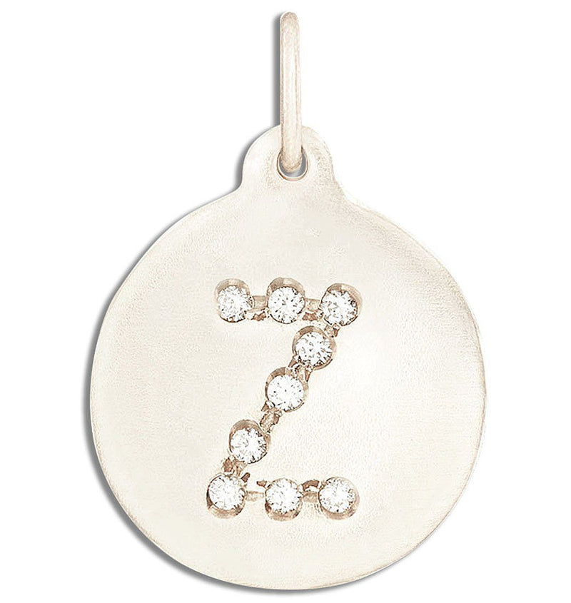 "Z" Alphabet Charm Pavé Diamonds Jewelry Helen Ficalora 14k White Gold For Necklaces And Bracelets