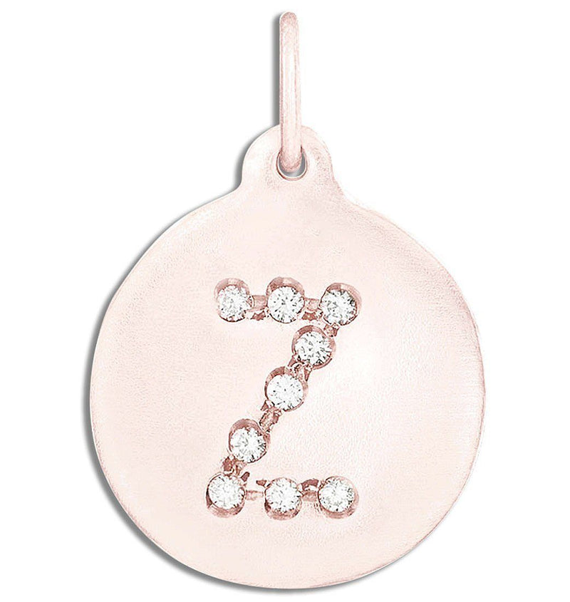 "Z" Alphabet Charm Pavé Diamonds Jewelry Helen Ficalora 14k Pink Gold For Necklaces And Bracelets