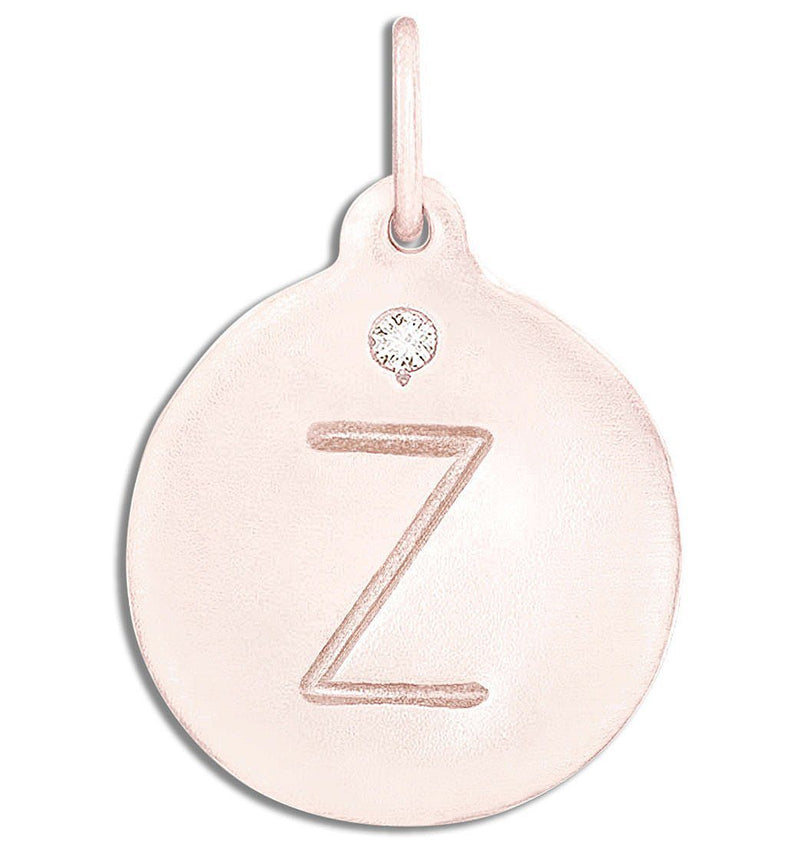 "Z" Alphabet Charm With Diamond Jewelry Helen Ficalora 14k Pink Gold For Necklaces And Bracelets