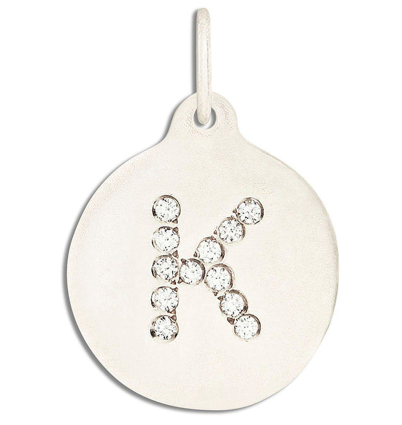 "K" Alphabet Charm Pavé Diamonds Jewelry Helen Ficalora 14k White Gold For Necklaces And Bracelets