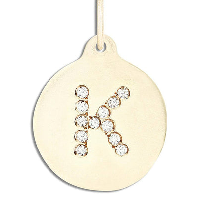 "K" Alphabet Charm Pavé Diamonds Jewelry Helen Ficalora 14k Yellow Gold For Necklaces And Bracelets